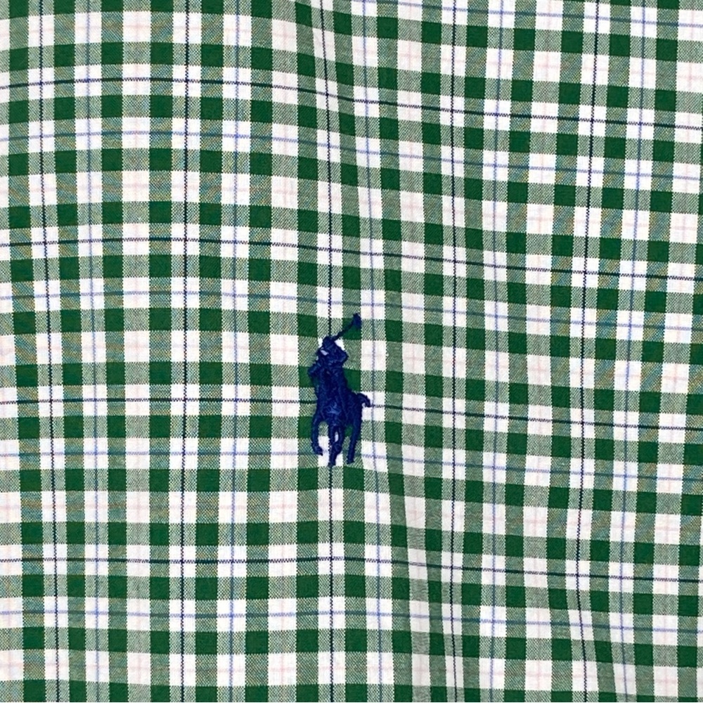 Polo Ralph Lauren Men’s Button Front Shirt Green Mini Gingham Large Cotton - Picture 3 of 16
